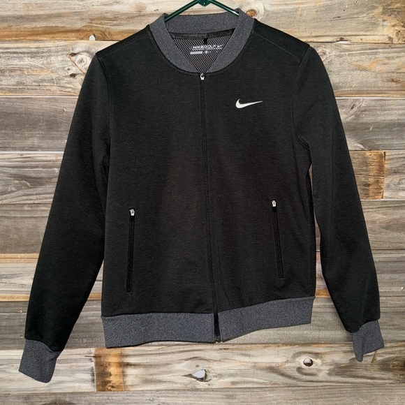 Nike Women's Golf Wool Bonded Bomber Jacket- size M- polyester Dark grey - Picture 2 of 9